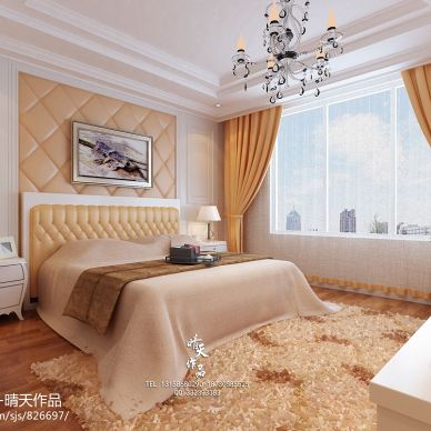 颐景园_欧式卧室窗帘装修设计效果图