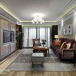 新古典风格长方形客厅沙发摆放设计图片