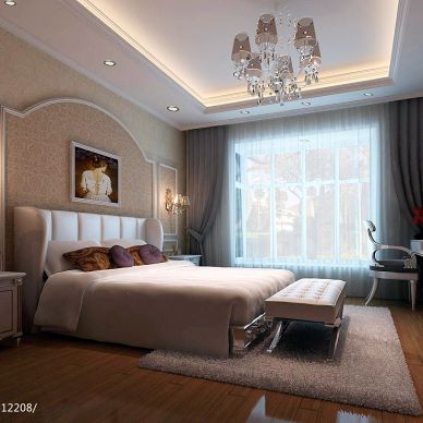 惠州市光耀翡翠湾欧式卧室窗帘装修设计效果图
