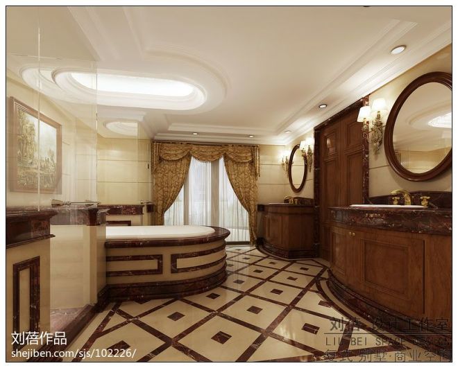 英式豪华欧式卫浴瓷砖装修设计效果图