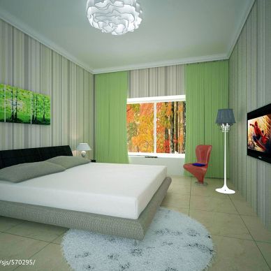 效果图_现代卧室背景墙装修设计效果图