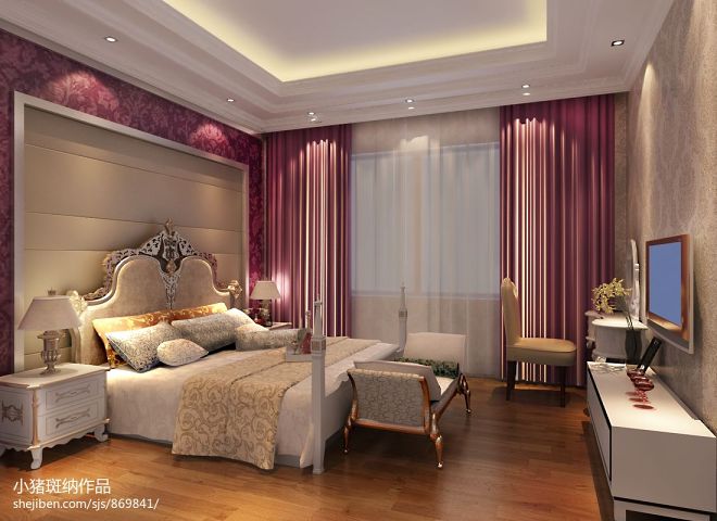 新古典家装卧室窗帘装修设计效果图