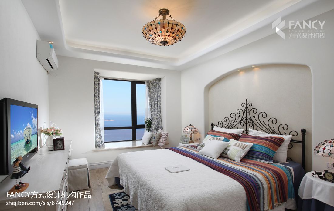 中海风格样板房卧室装修效果图