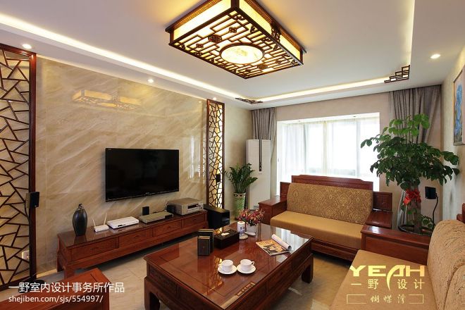 中式风格客厅电视背景墙设计图大全