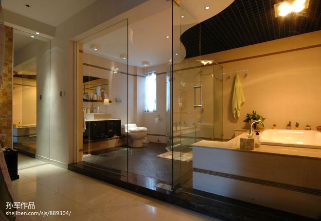 现代简约玻璃浴室装修效果图