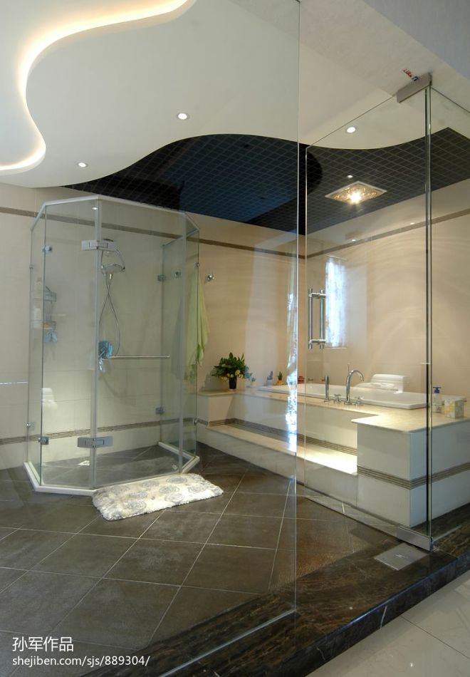 现代简约玻璃浴室装修效果图大全