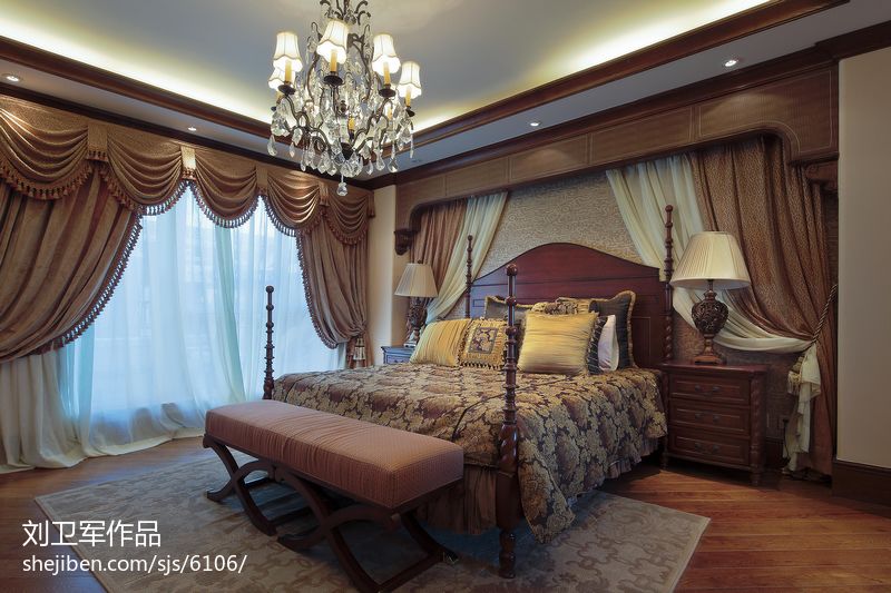 迷情施米雅地中海风格卧室窗帘效果图