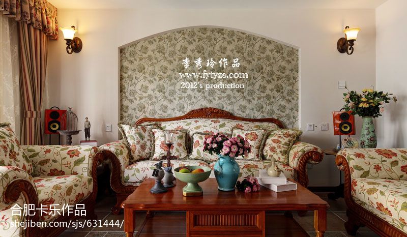 美式风格 客厅沙发背景墙效果图