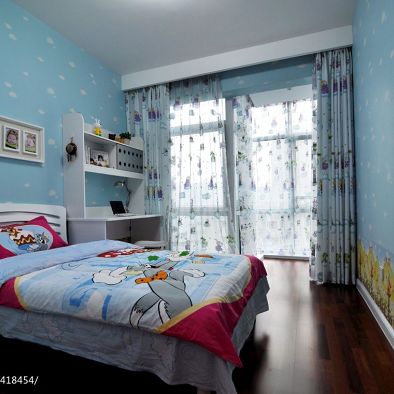 现代清新蓝色调儿童房装修效果图