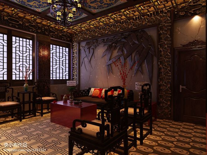 中式餐厅会客厅装修效果图