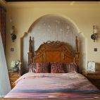 天津碧桂园地中海风格卧室床头背景墙装修效果图
