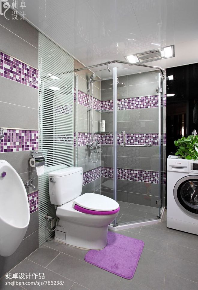 现代风格卫生间紫色贴砖效果图