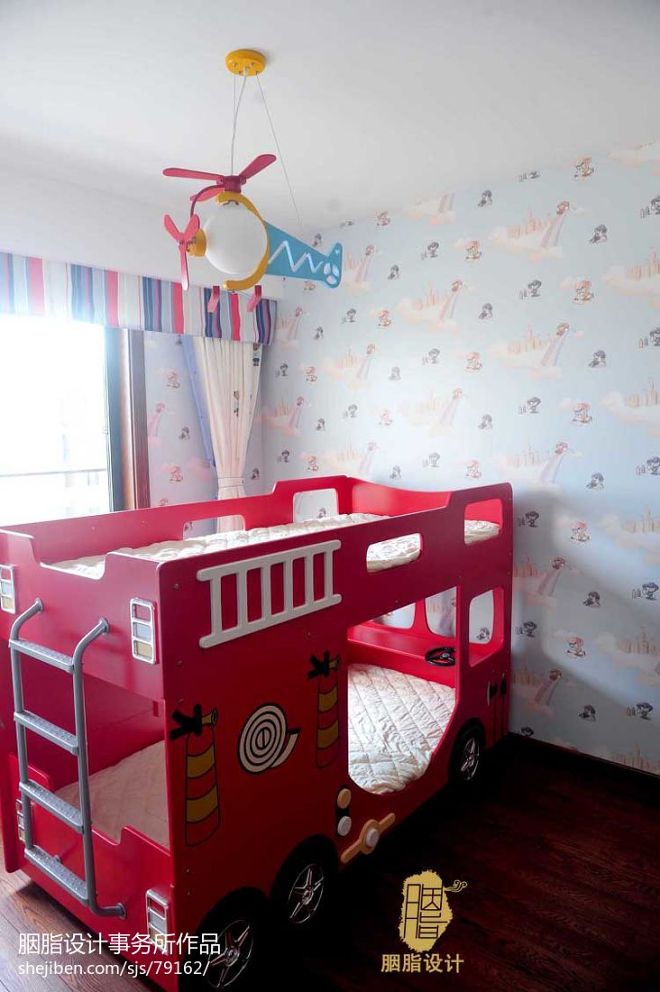 196平米美式复式楼儿童房高低床装修效果图大全
