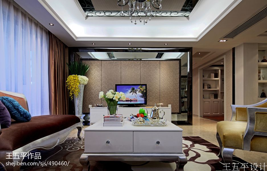 广西来宾海德堡新古典客厅电视柜效果图