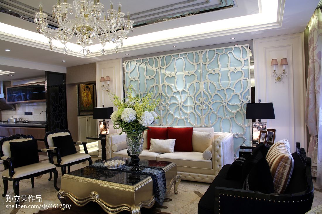 星海国宝现代风格客厅沙发背景墙效果图
