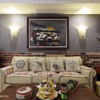 蝴蝶湾美式风格客厅沙发背景墙效果图片