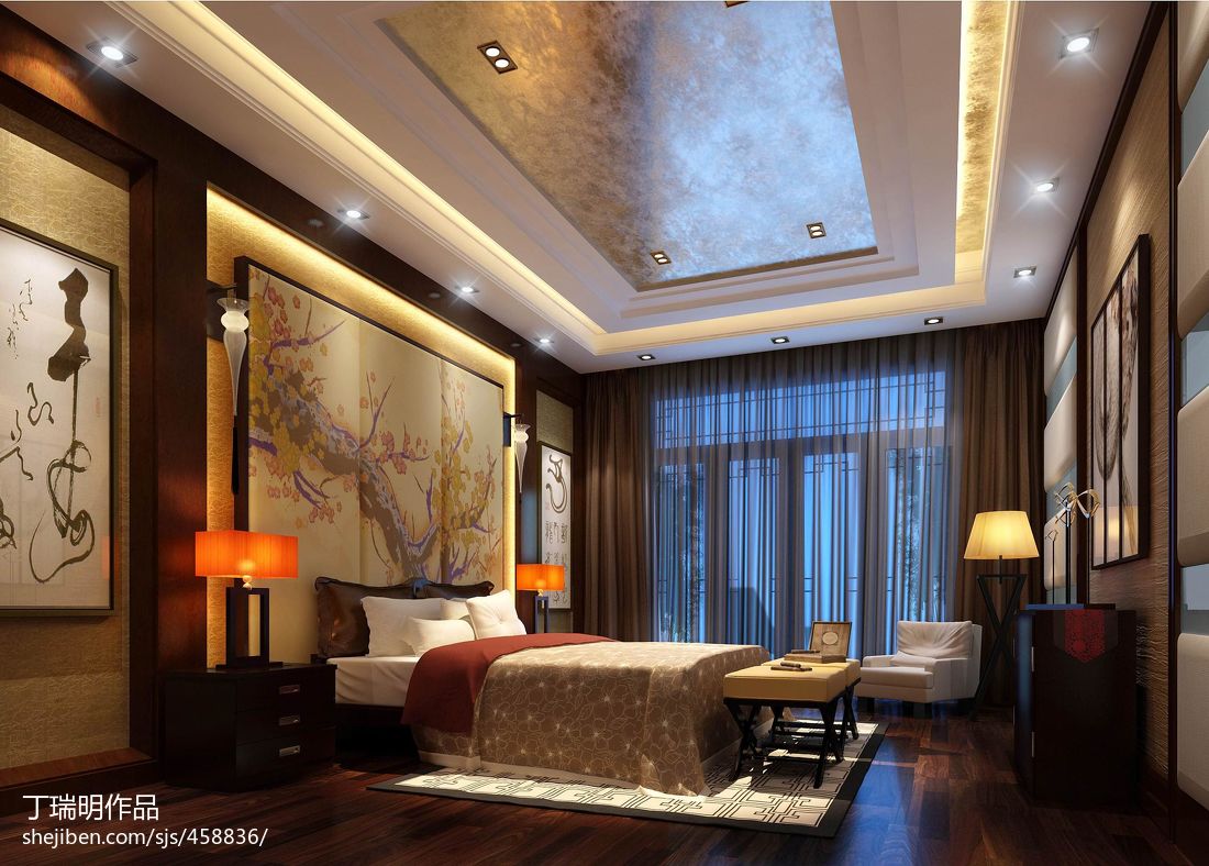 新中式风格卧室背景墙设计