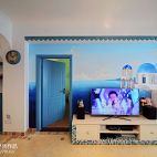 地中海婚房客厅电视背景墙图片