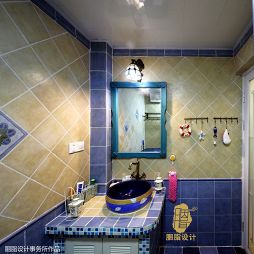 地中海婚房卫浴砖砌洗手台装修设计