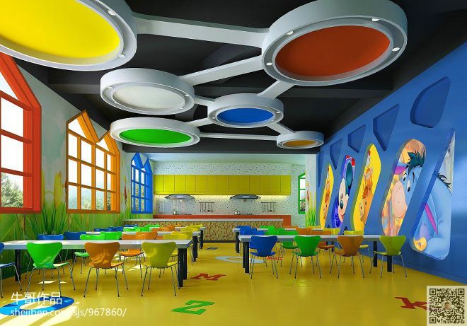 新郑西亚斯幼儿园食堂装修效果图