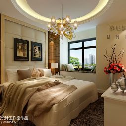 上海印象欧洲雅居现代卧室挂画背景墙装修效果图