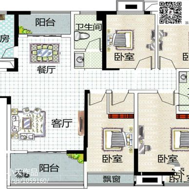 郑州正商新蓝钻中式古典二期D户型4室2厅1卫1厨154平装修设计效果图_989887