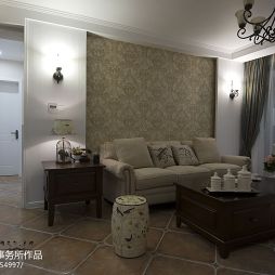 雅戈尔潇邦美式客厅沙发背景墙效果图