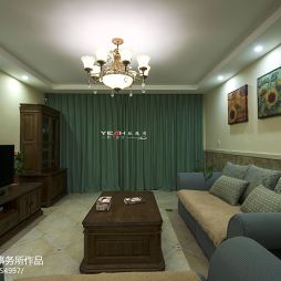 玫瑰湾休闲美式客厅沙发背景墙效果图