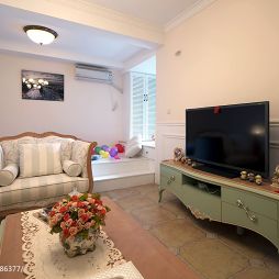 蝴蝶湾现代美式客厅电视墙效果图