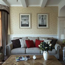 美之国现代美式客厅沙发背景装修效果图片