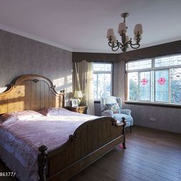 别墅现代美式卧室背景墙装修效果图