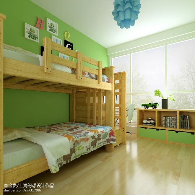 南宁刘宅_中式儿童房高低床装修设计效