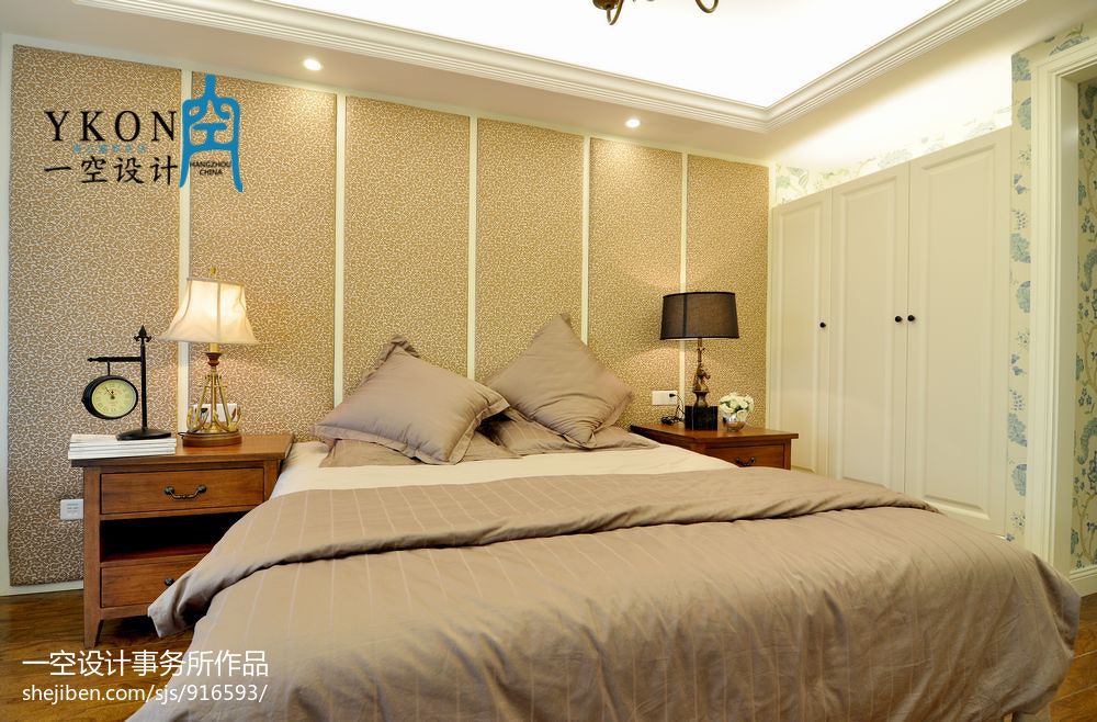 杭州别墅装修一空设计美式卧室时尚灯具装修设计效果图