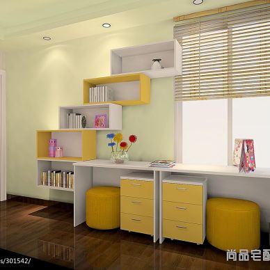 杭州市混搭时尚儿童房兼书房装修设计效果图