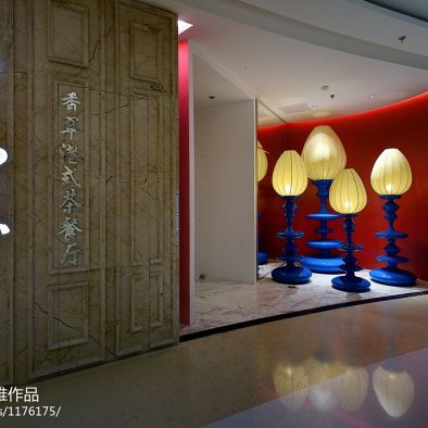 中式风格茶餐厅门厅装修效果图