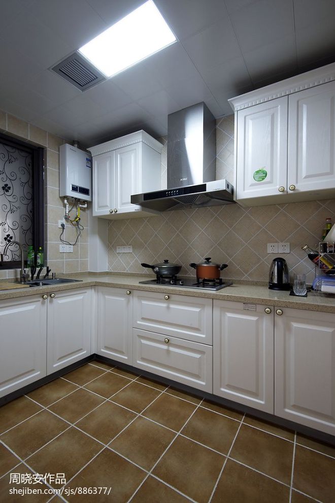 现代美式 小清新家庭厨房装修效果图