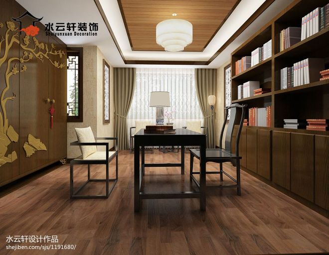 中式书香门第地板装修设计