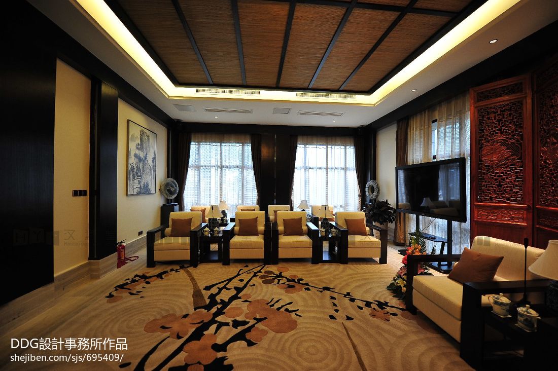 东南亚风格四星级温泉度假酒店会客室装修效果图