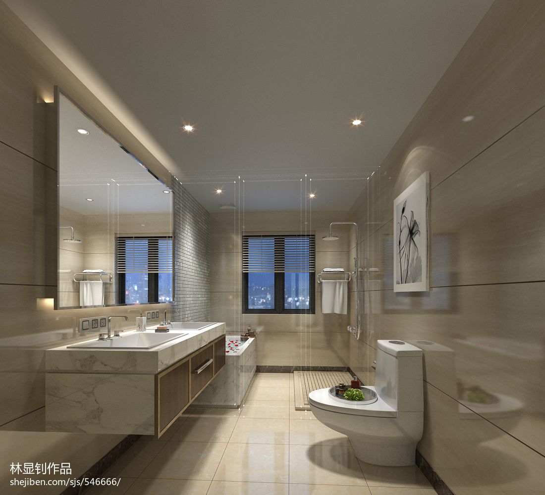 简约风格干湿分离卫浴间洗手台设计效果图-房天下家居装修网