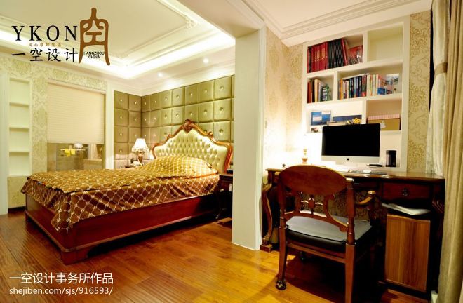 杭州一空设计卧室带书房装修效果图