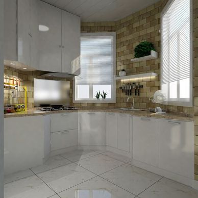 住宅项目_现代厨房地板砖装修设计效果图