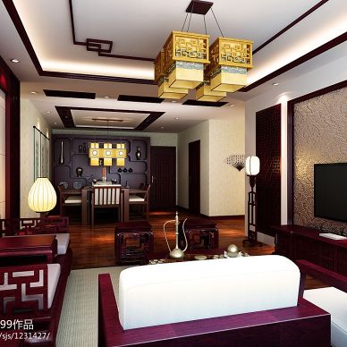 中式小户型房屋客厅装修效果图