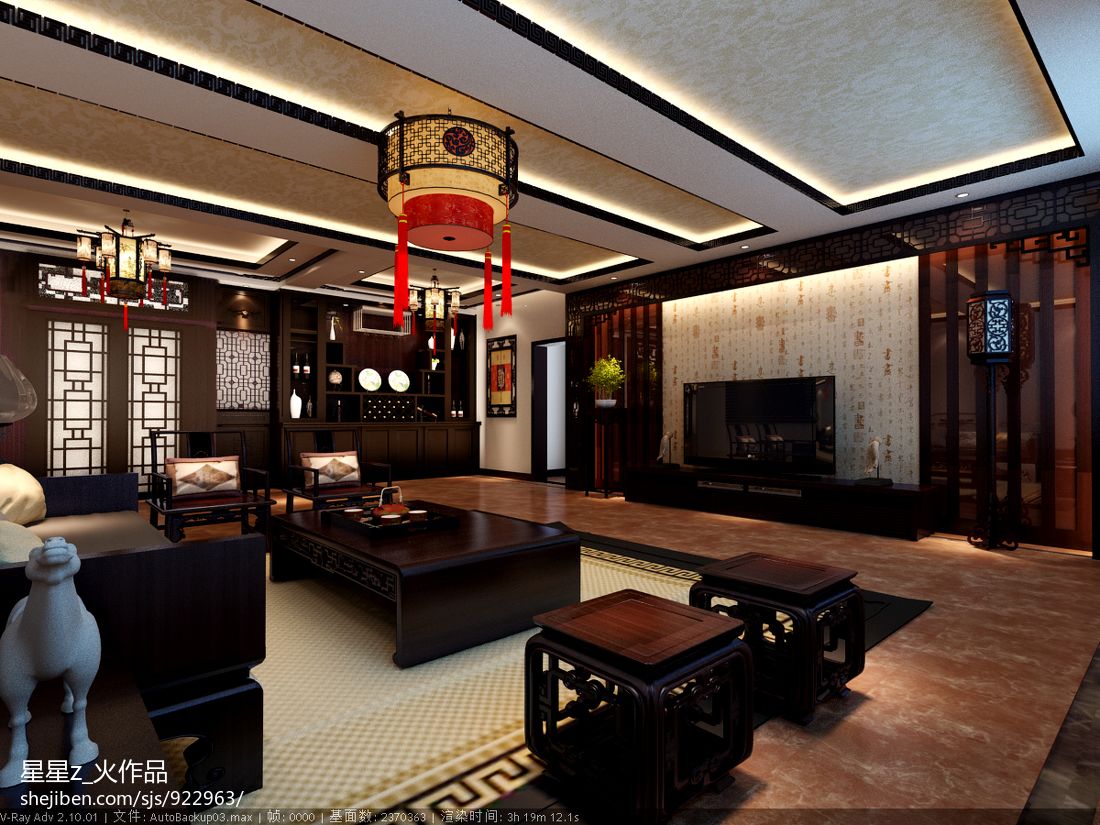 中式别墅客厅装修效果图片