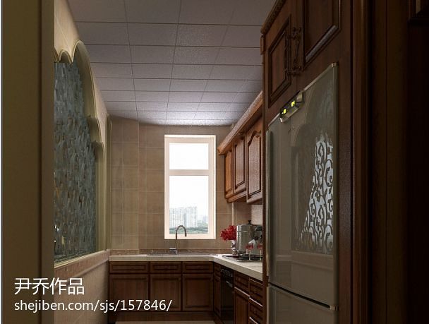 中海英伦_欧式厨房装修设计效果图