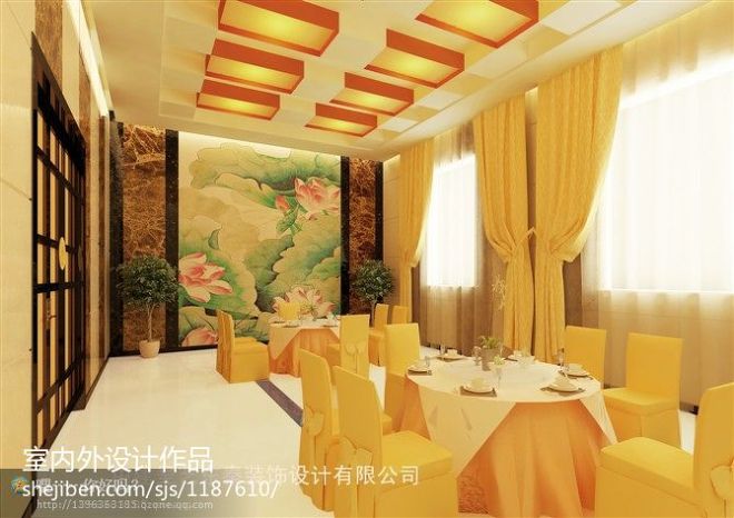 大别墅中式餐厅装饰画装修设计效果图
