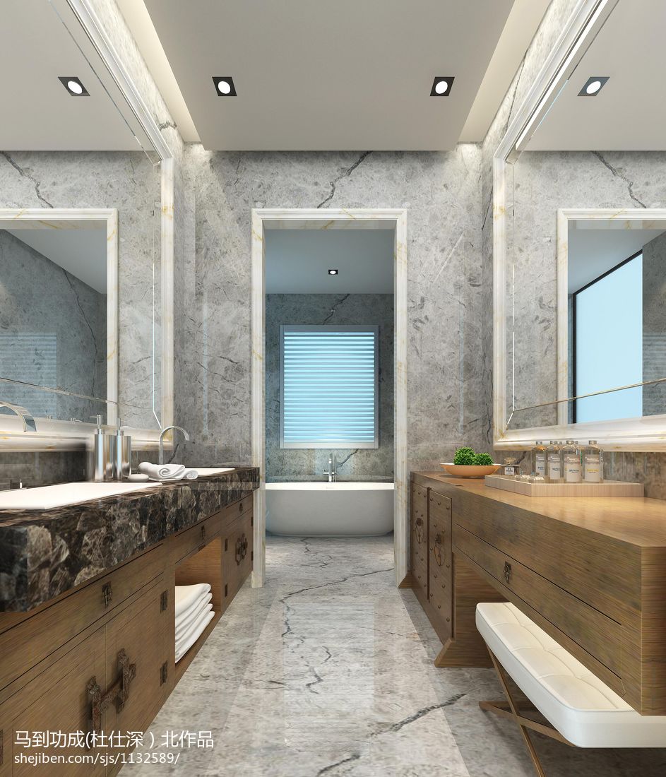新中式_卫生间浴室柜装修设计效果图