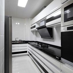 现代简约时尚黑白厨房橱柜装修图片