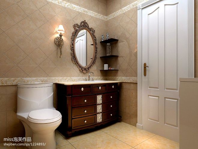 欧式风格2平米小卫生间浴柜装修设计效