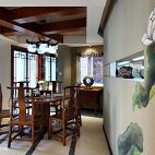 《荷香》——昶卓设计中式餐厅手绘墙装修设计效果图