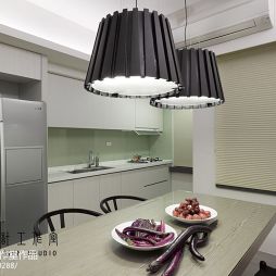 现代风格样板房厨房带餐厅装修设计效果图